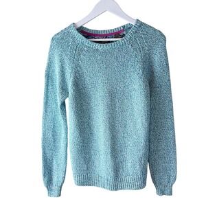 Tommy Bahama Liberty Fabric Back Marled Cotton Sweater Teal Blue Womens Small